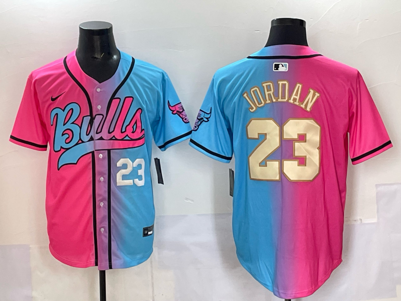 Men Chicago Bulls Nike 23 Jordan Blue pink NBA 2025 Jersey style 003